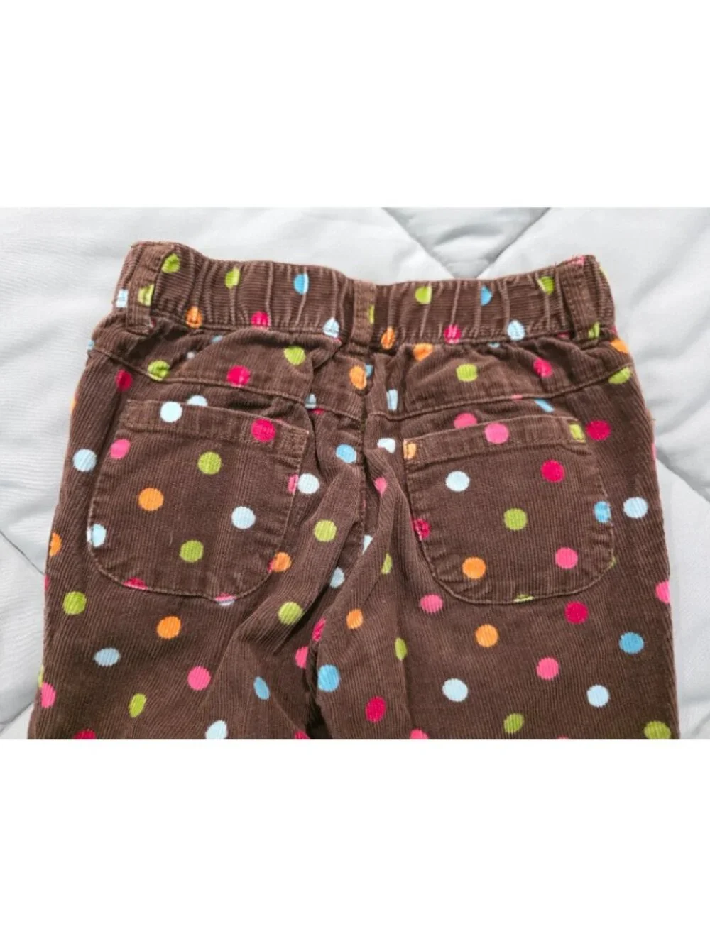 Vintage Gymboree 3T Brown Polka Dot Corduroy Pants Girls Retro Flare 100% Cotton